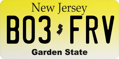 NJ license plate B03FRV