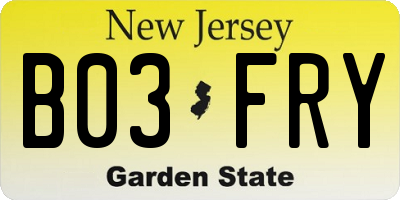 NJ license plate B03FRY