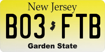 NJ license plate B03FTB
