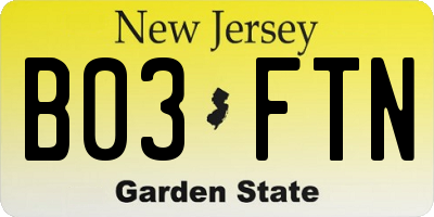 NJ license plate B03FTN
