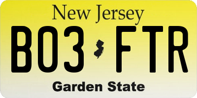 NJ license plate B03FTR