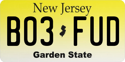 NJ license plate B03FUD