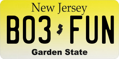 NJ license plate B03FUN