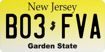 NJ license plate B03FVA