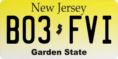 NJ license plate B03FVI