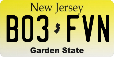 NJ license plate B03FVN