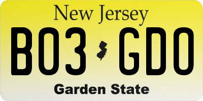 NJ license plate B03GDO