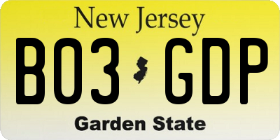 NJ license plate B03GDP