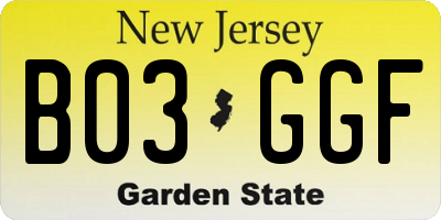 NJ license plate B03GGF