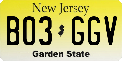 NJ license plate B03GGV