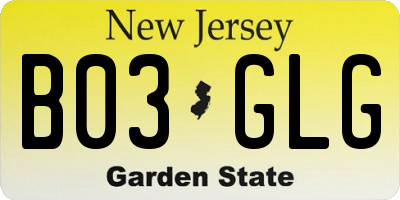 NJ license plate B03GLG
