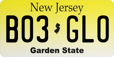 NJ license plate B03GLO