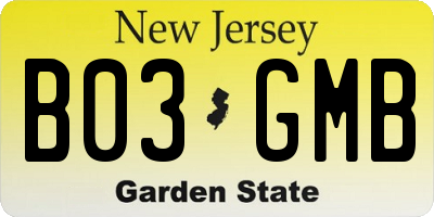 NJ license plate B03GMB