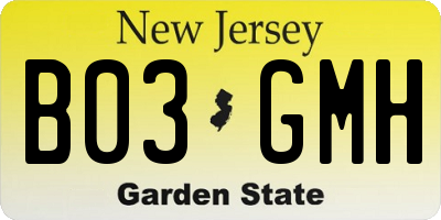 NJ license plate B03GMH