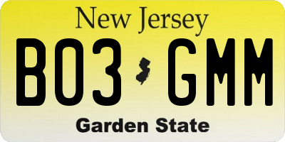 NJ license plate B03GMM