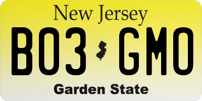 NJ license plate B03GMO