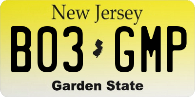 NJ license plate B03GMP