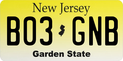 NJ license plate B03GNB