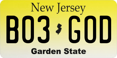 NJ license plate B03GOD