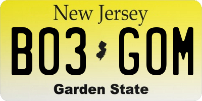 NJ license plate B03GOM