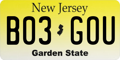 NJ license plate B03GOU
