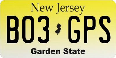 NJ license plate B03GPS