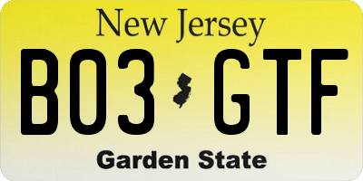 NJ license plate B03GTF