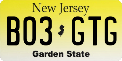 NJ license plate B03GTG