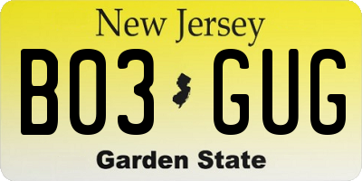 NJ license plate B03GUG