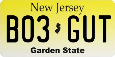 NJ license plate B03GUT