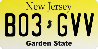 NJ license plate B03GVV