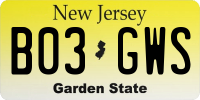 NJ license plate B03GWS