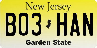 NJ license plate B03HAN