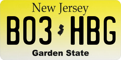 NJ license plate B03HBG