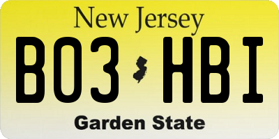 NJ license plate B03HBI