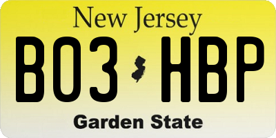 NJ license plate B03HBP