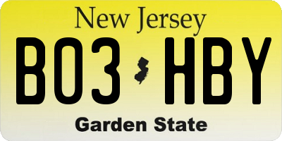 NJ license plate B03HBY