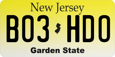 NJ license plate B03HDO