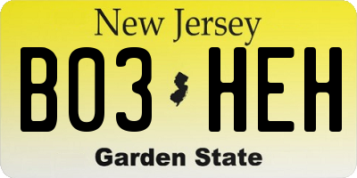 NJ license plate B03HEH