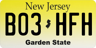 NJ license plate B03HFH