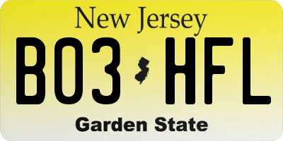 NJ license plate B03HFL
