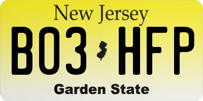 NJ license plate B03HFP