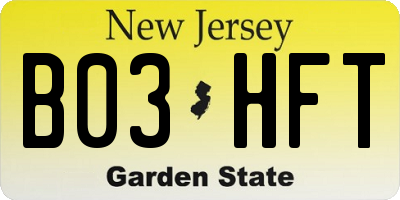 NJ license plate B03HFT