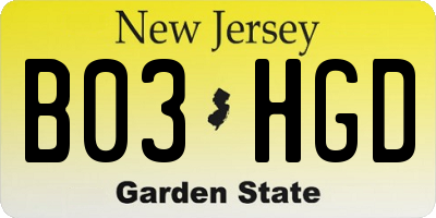 NJ license plate B03HGD