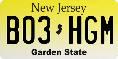 NJ license plate B03HGM