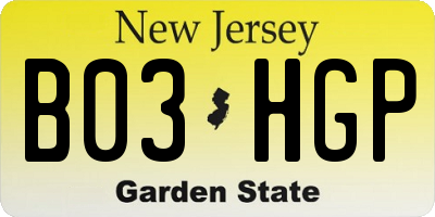 NJ license plate B03HGP
