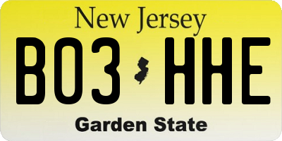 NJ license plate B03HHE