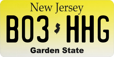NJ license plate B03HHG