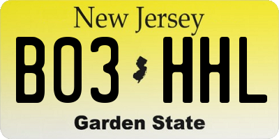 NJ license plate B03HHL