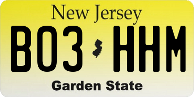 NJ license plate B03HHM
